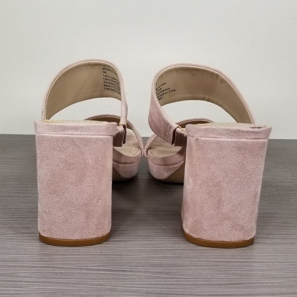 BP. Karly Platform Block Heel Slide Sandal, Light Pink Suede, Womens Size 6 M - Picture 5 of 12